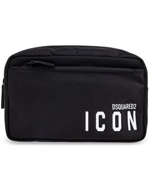 DSquared² Icon Logo Printed Wash Bag - Black