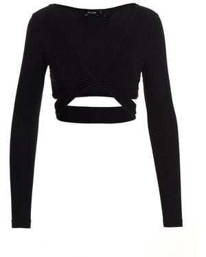 Atlein Twisted Cropped Top - Black