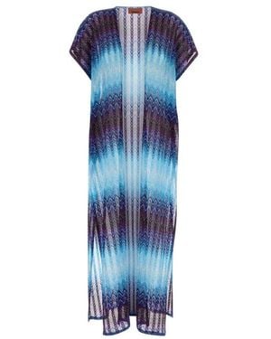 Missoni V-Neck Long Cover-Up Dress - Blue