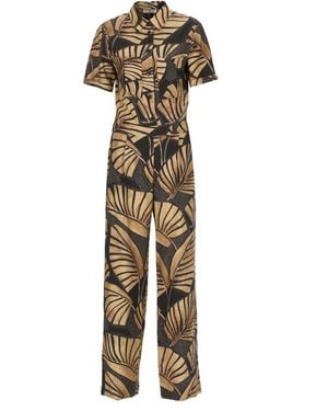 PT Torino Patterned Wide Leg Jumpsuit - Metallic