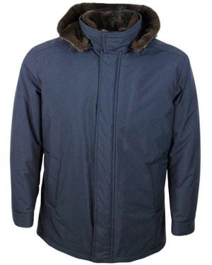 Barba Napoli Long-Sleeved Hooded Jacket - Blue