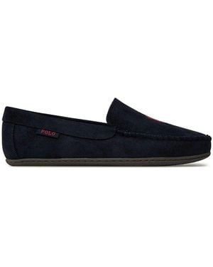 Polo Ralph Lauren Logo Embroidered Flat Shoes - Black