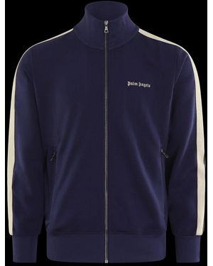 Palm Angels Logo Embroidered Zipped Track Jacket - Blue