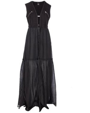 Pinko Andres Buckled V-Neck Long Dress - Black