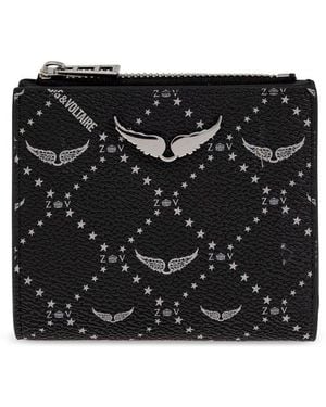 Zadig & Voltaire Logo Printed Zipped Wallet - Black