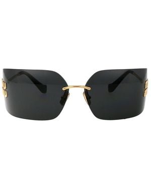 Miu Miu Wrap-Around Frame Full Rim Sunglasses - Black