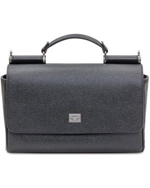 Dolce & Gabbana Logo Plate Tote Bag - Black