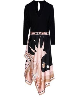 Emilio Pucci Stella Printed Cape Long Dress - Black