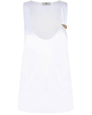 Elisabetta Franchi Shiny Jersey Tank Top - White