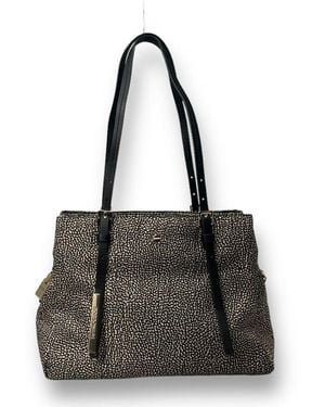 Borbonese Logo Plaque Medium Shopping Bag - Black