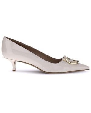 Ferragamo Gancini Plaque Pointed Toe Court Shoes - Brown