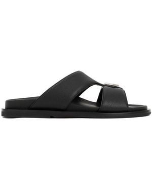 Dior Logo Plaque Slip-On Sandals - Black