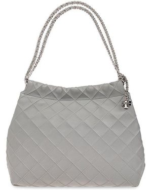 Tory Burch Fleming Drawstring Hobo Bag - Gray