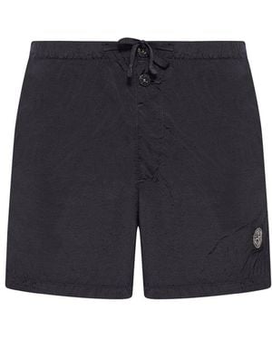 Stone Island Logo Patch Drawstring Shorts - Blue