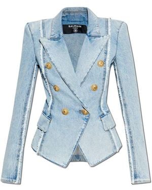 Balmain 6-Button Tailored Denim Jacket - Blue