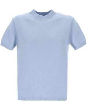 Carven Short Sleeved Crewneck Knitted Sweater - Blue