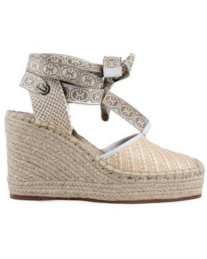 Coccinelle Praia Almond Toe Lace-Up Wedge Court Shoes - Natural