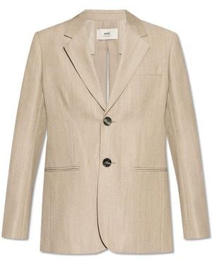 Ami Paris Paris Single-Breasted Tailored Blazer - Natural