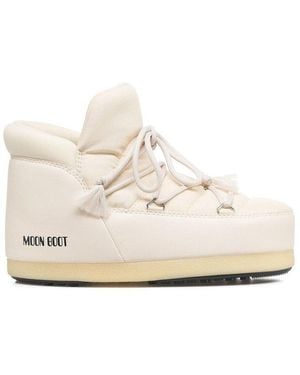 Moon Boot Icon Logo Printed Lace-Up Boots - Natural