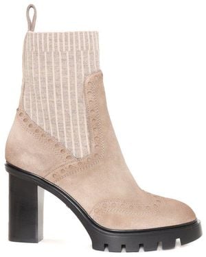 Santoni High-heel Ankle Boots - Natural