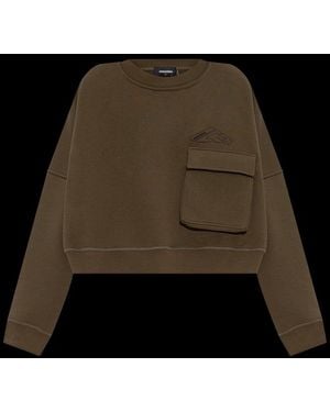 DSquared² Icon New Generation Onion Cropped Fit Crewneck Sweatshirt - Black