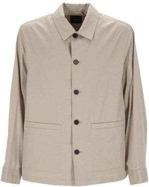 Theory Chore Straight Hem Coat - Natural