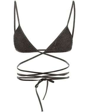 Palm Angels "Criss Cross" Lurex Bikini Top - Black