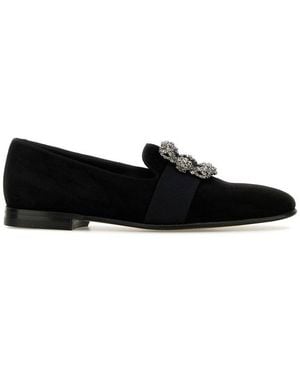 Manolo Blahnik Carlton Embellished Loafers - Black