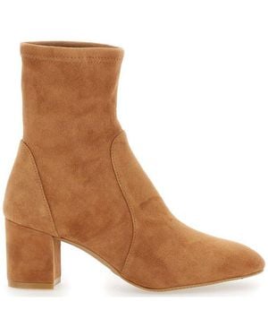 Stuart Weitzman Yuliana Block Heeled Sock Boots - Brown