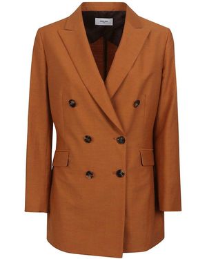 SAULINA Double-Breasted Blazer Jacket - Brown