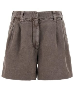 Brunello Cucinelli Linen Cotton Shorts - Grey