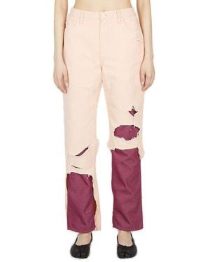 Raf Simons High Waist Distressed Jeans - Pink