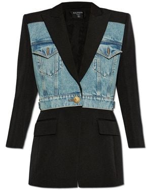 Balmain 1-Button Panelled Jacket - Black