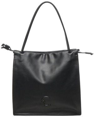 Coccinelle Logo Embossed Drawstring Tote Bag - Black