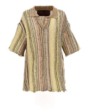 VITELLI Vertical Stripe-Printed Knitted Polo Shirt - Multicolour