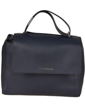 Orciani Sveva Logo Lettering Medium Shoulder Bag - Blue