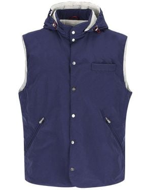 Brunello Cucinelli Water-Resistant Hooded Gilet - Blue