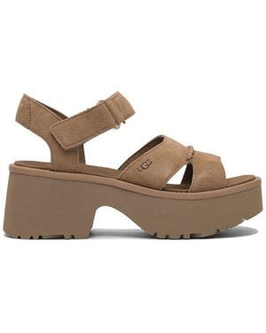 UGG Ankle Strap Wedge Sandals - Brown