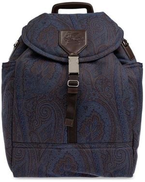 Etro Pegaso-Motif Drawstring Backpack Backpack - Blue