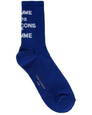 Comme des Garçons Logo Intarsia Socks - Blue