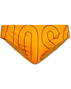 Moschino Logo-Printed Stretched Swim Briefs - Orange