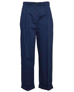 Etro Pegaso Embroidered Cropped Trousers - Blue