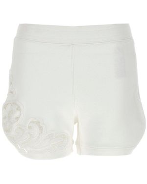 Ermanno Scervino High-waist Elasticated Waistband Laced Shorts - White