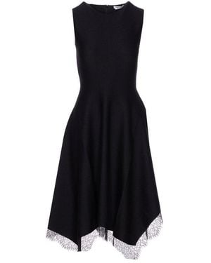 McQueen Lace Detail Asymmetric Dress - Black