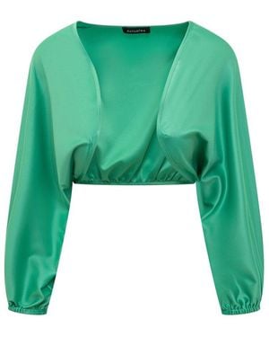 ACTUALEE Long Sleeve Wrap Top - Green