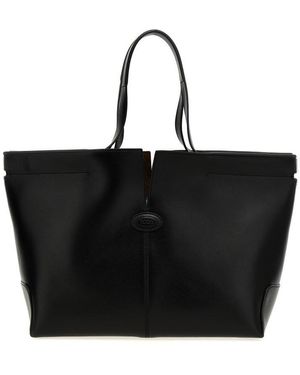 Tod's Logo Debossed Medium Tote Bag in Brown | Lyst