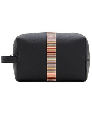 Paul Smith Signature Stripe Trim Zip-Up Wash Bag - Black
