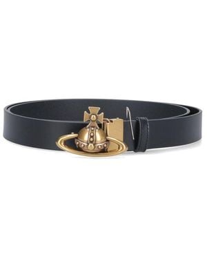 Vivienne Westwood Orb-buckle Punched Belt - Blue