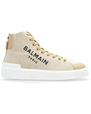 Balmain B Court High Top-&Logo - Natural