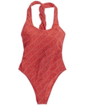 Fendi Allover Ff Motif One-Piece Swimsuit - Red